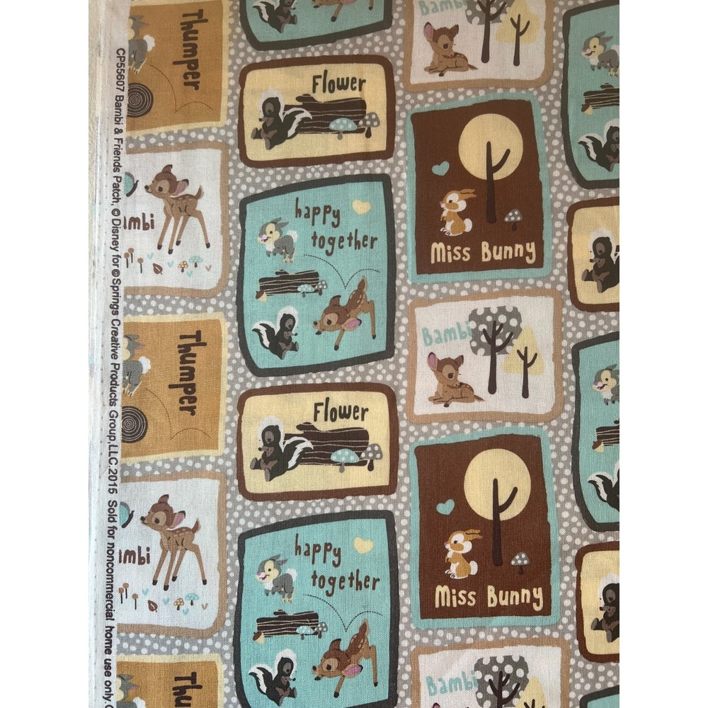 Fabric - OOP Disney Bambi and Friends Patch Thumper Flower Miss Bunny Happy BTY